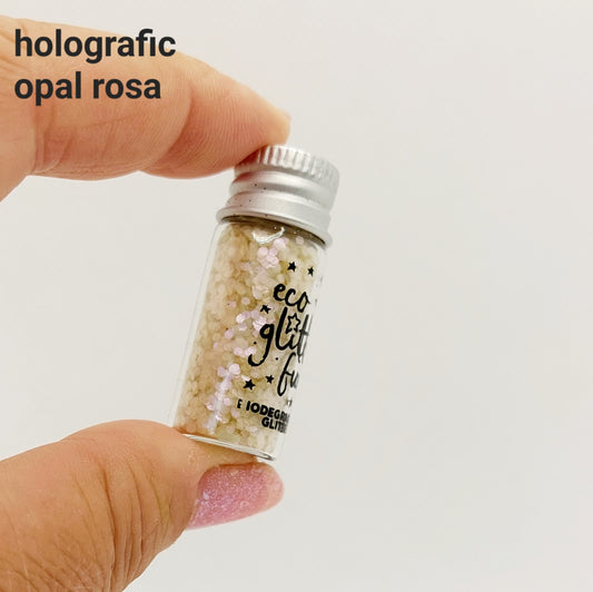 Eco Glitter Fun - 4ml Holographic Opal Rosa Super Chunky Bioglitter® PURE