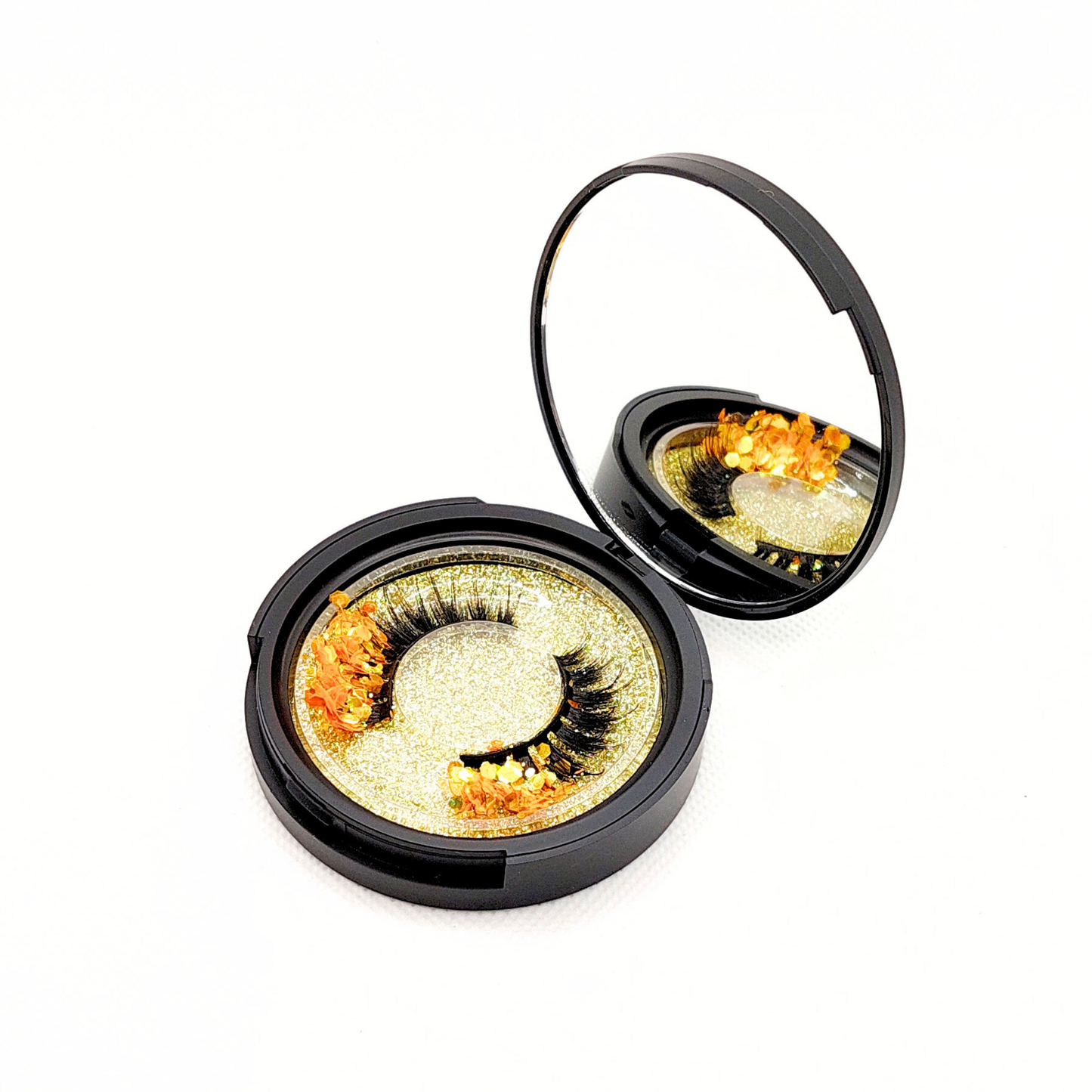 Spicy Mimosa øjenvipper - 8mm - Luksuriøse m. Orange glimmer (reusable 25x)