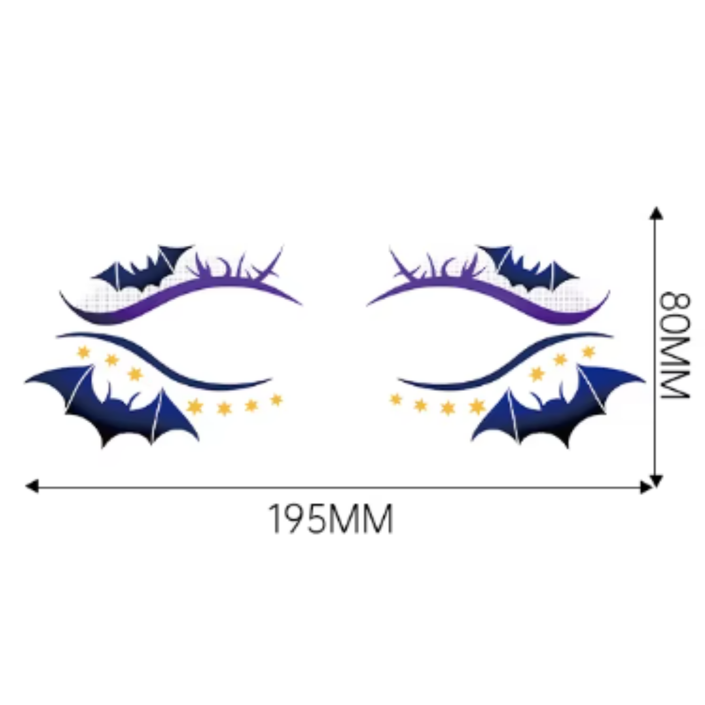 Tattoo - Halloween - Bat #1 - Purple/Gold/Black - CMYK