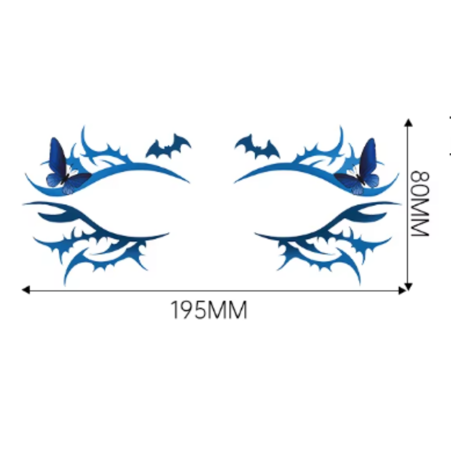 Tattoo - Halloween - Bat #3 - Blue/Black/Purple - CMYK