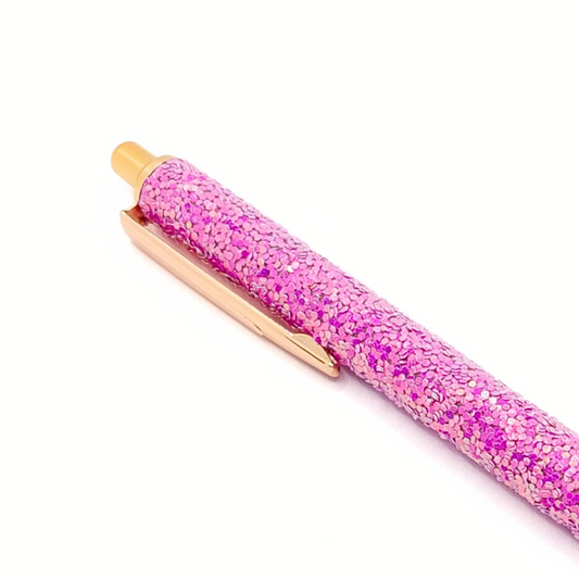 Kuglepen - Hot Pink Glimmer (sort blæk)