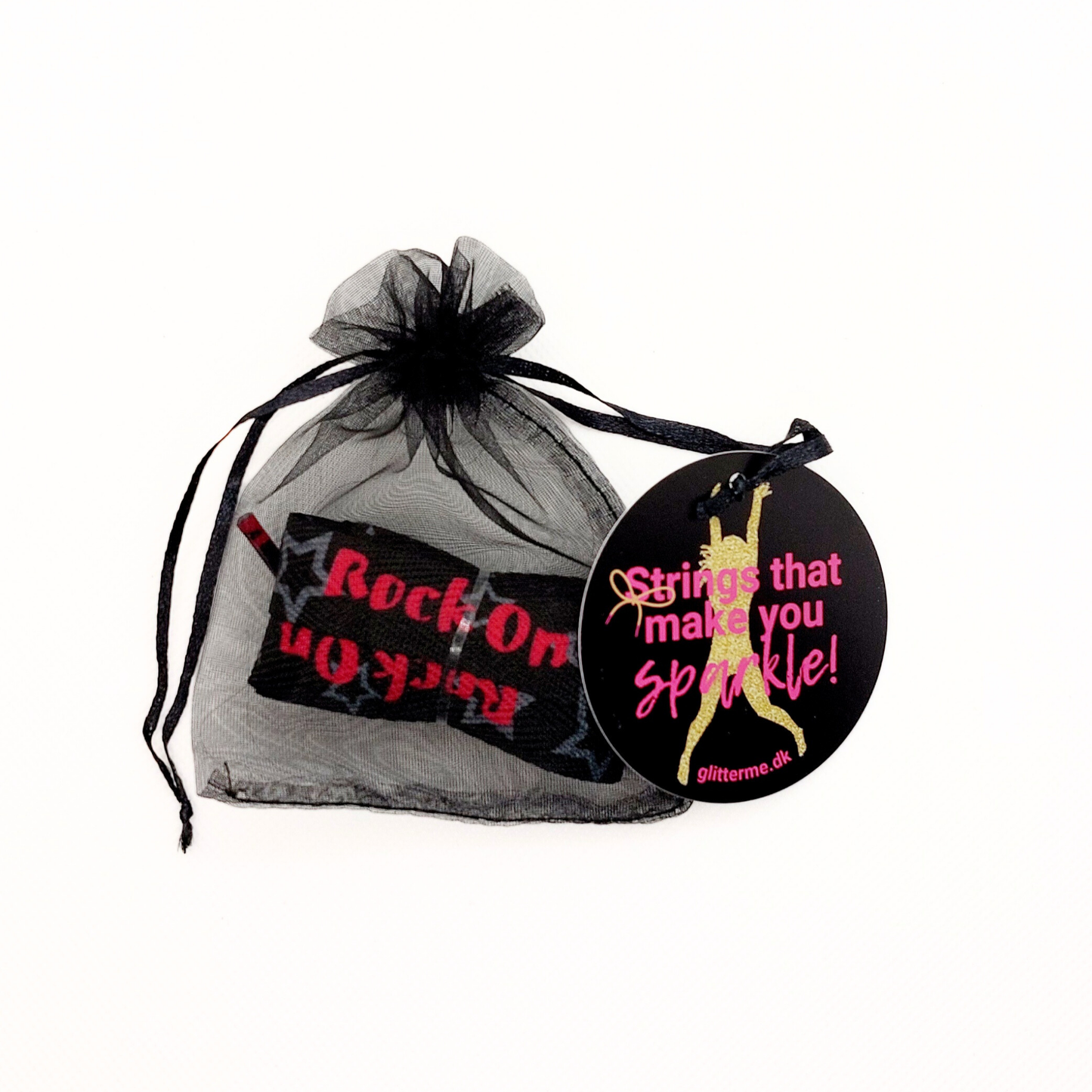 Snørebånd - Rock On - Sort & Hot Pink - Flad - 100 cm
