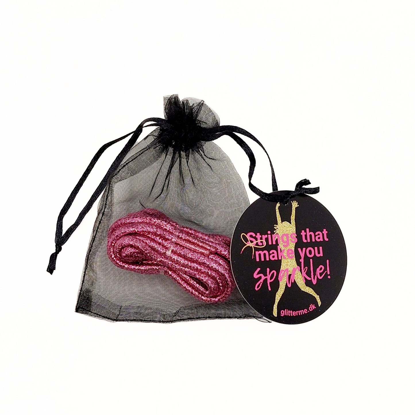 Snørebånd - Glitter Pink - Rund - 100 cm