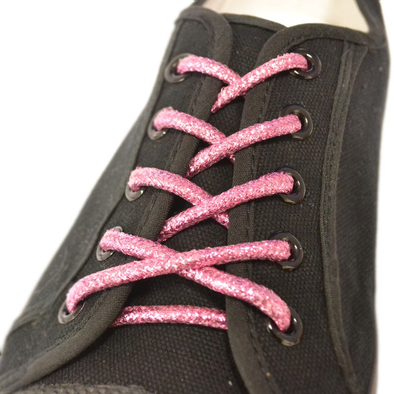 Snørebånd - Glitter Pink - Rund - 100 cm