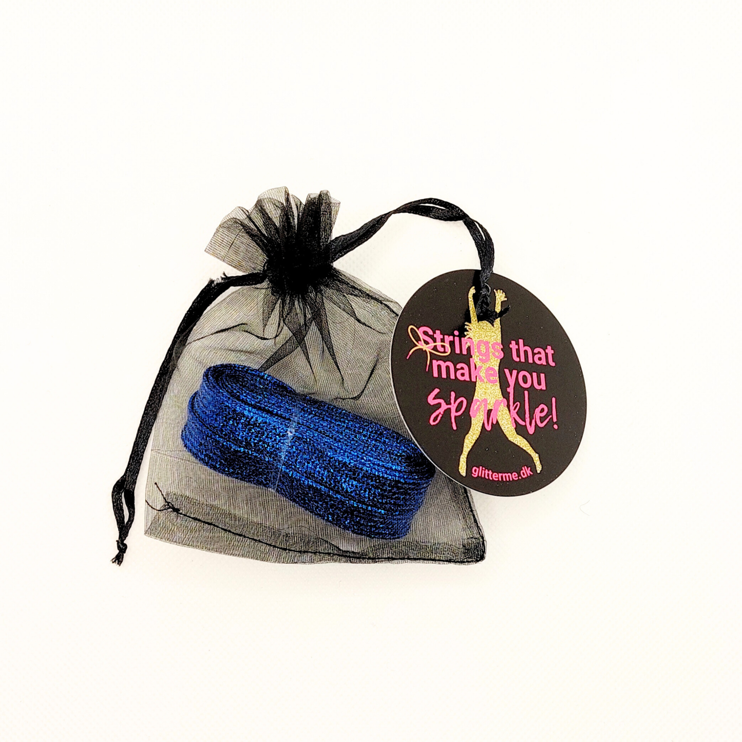 Snørebånd - Glitter Cobolt Blue - Flad - 120 cm
