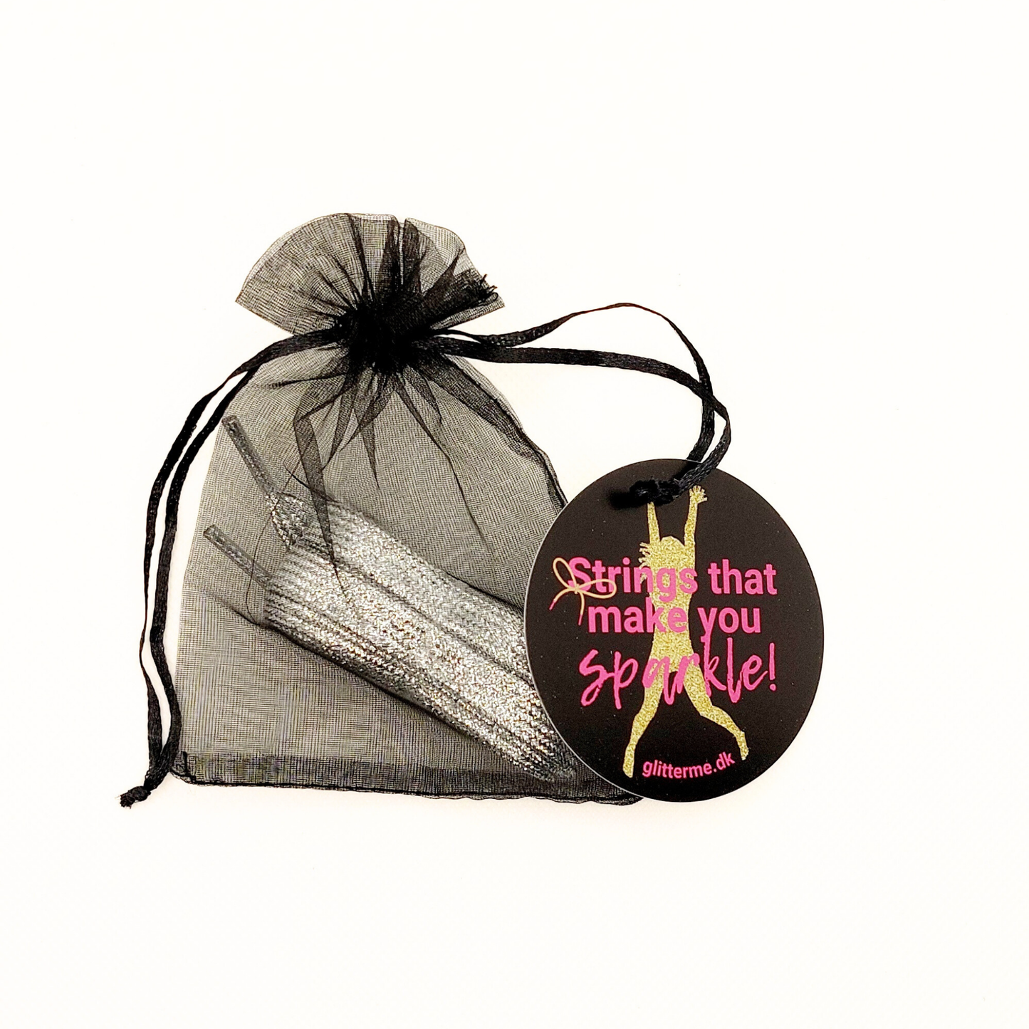 Snørebånd - Glitter Silver - Flad - 120 cm