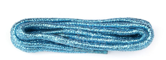Snørebånd - Glitter Aqua Blå - Rund - 114 cm