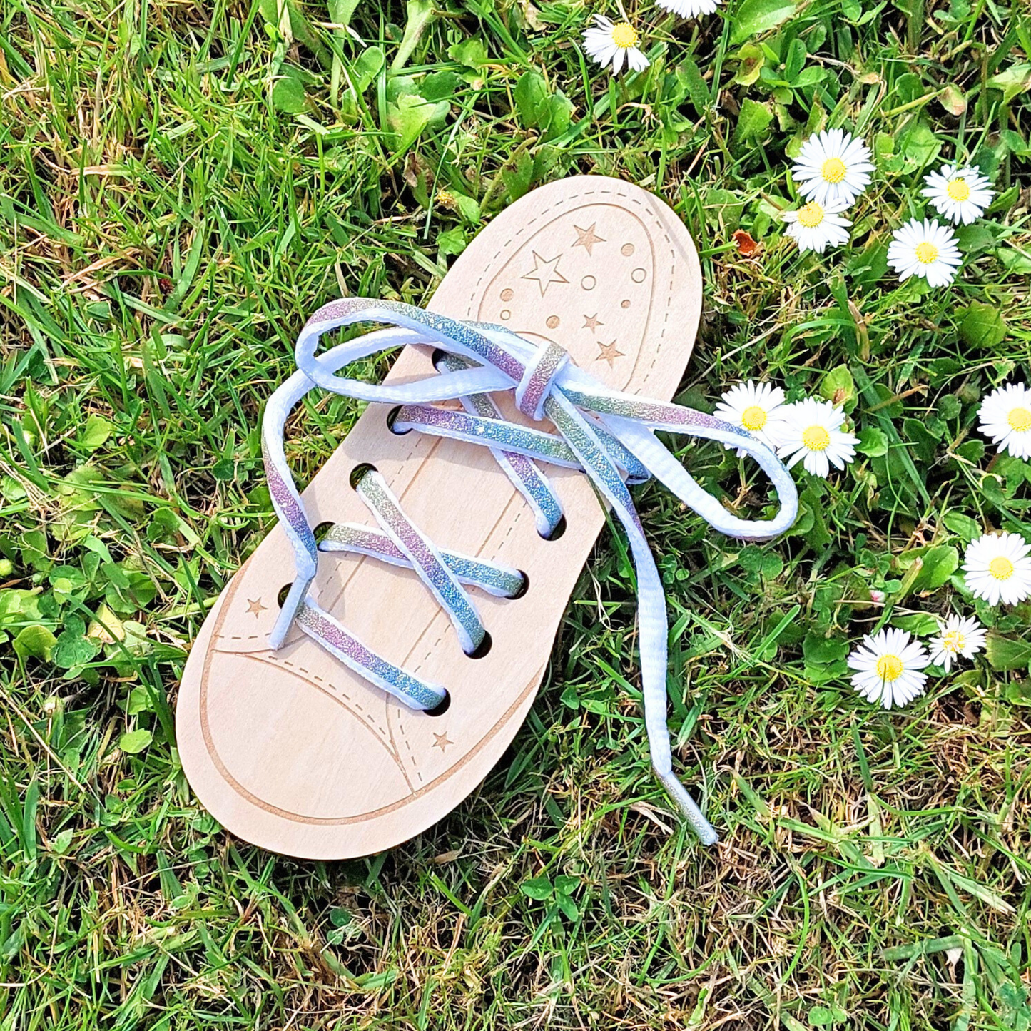 Shoelaces - Glitter Rainbow White - Oval - 90 cm