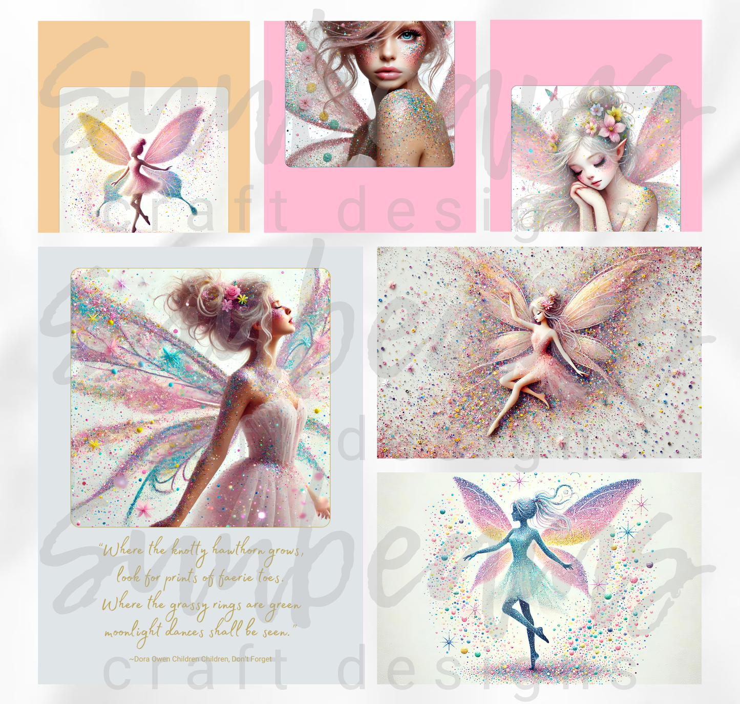Clipart: 10 Sparkling Faeries II - A5 Greeting Card Image Bundle