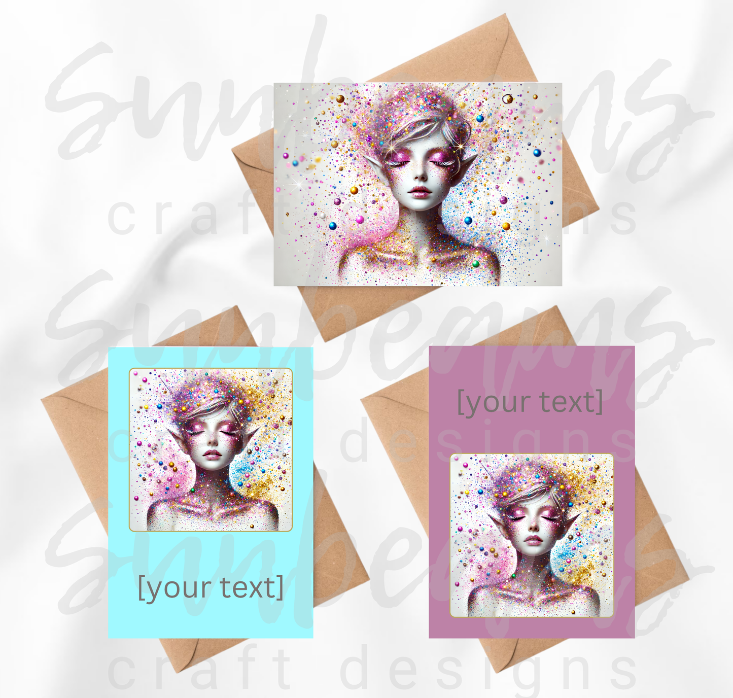 Clipart: 10 Sparkling Pixies - A5 Greeting Card Image Bundle