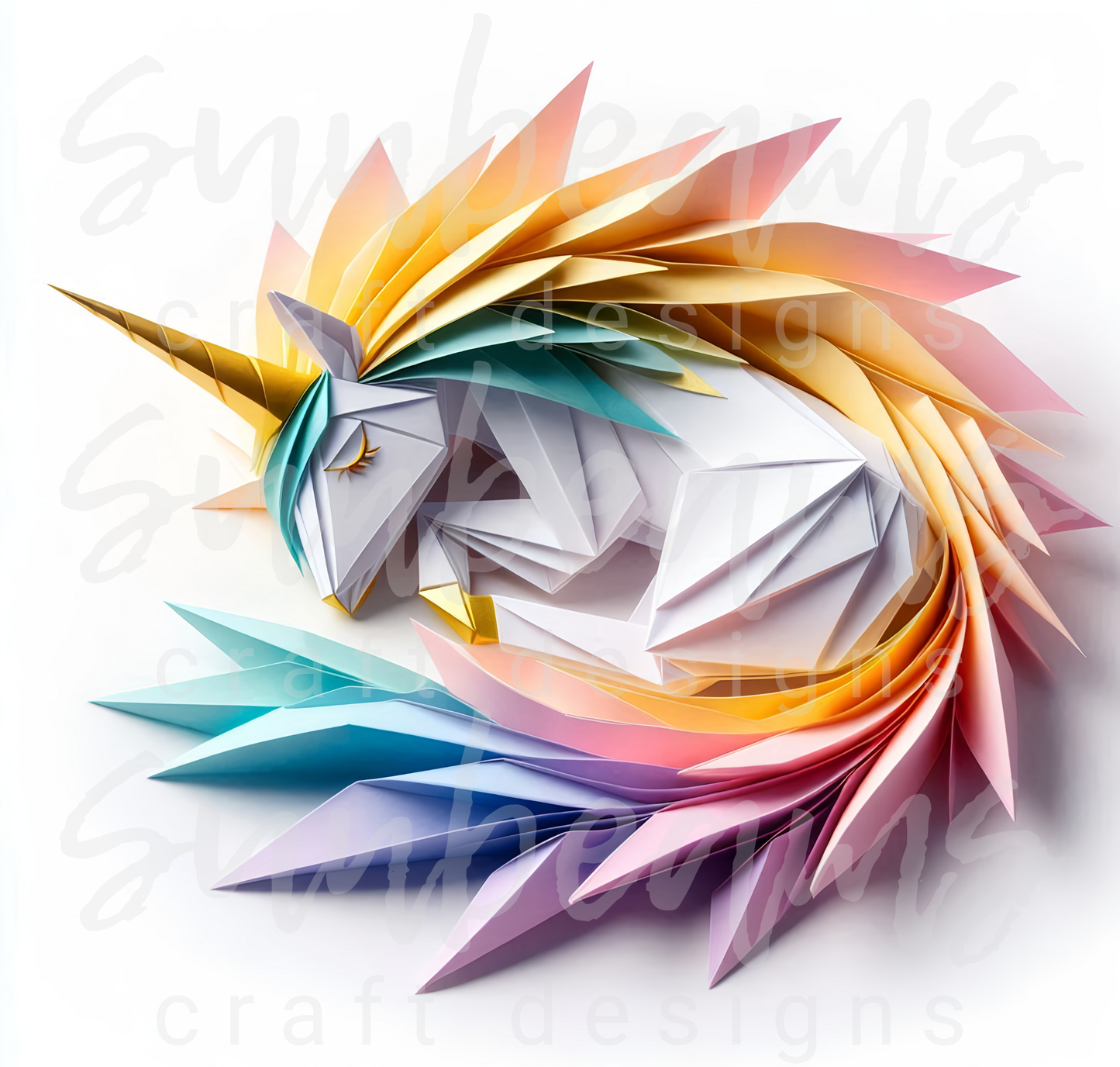 Clipart: 6 Sleepy Unicorns - Origami Styled Digital Image Bundle
