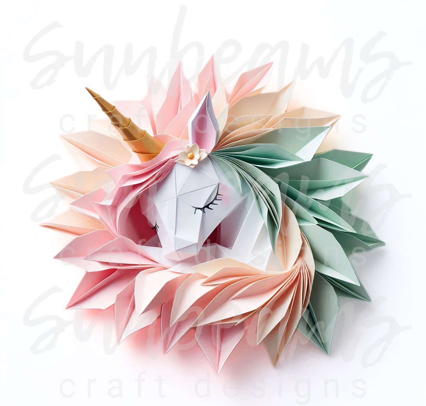 Clipart: 6 Sleepy Unicorns - Origami Styled Digital Image Bundle