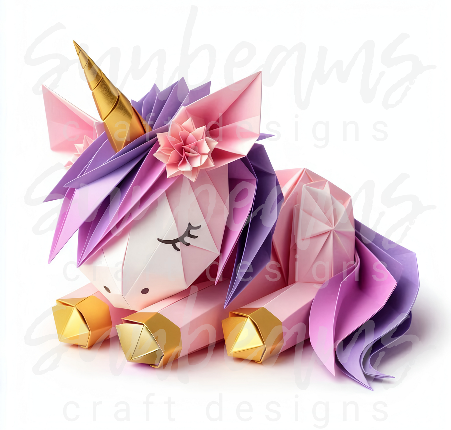 Clipart: 6 Sleepy Unicorns - Origami Styled Digital Image Bundle