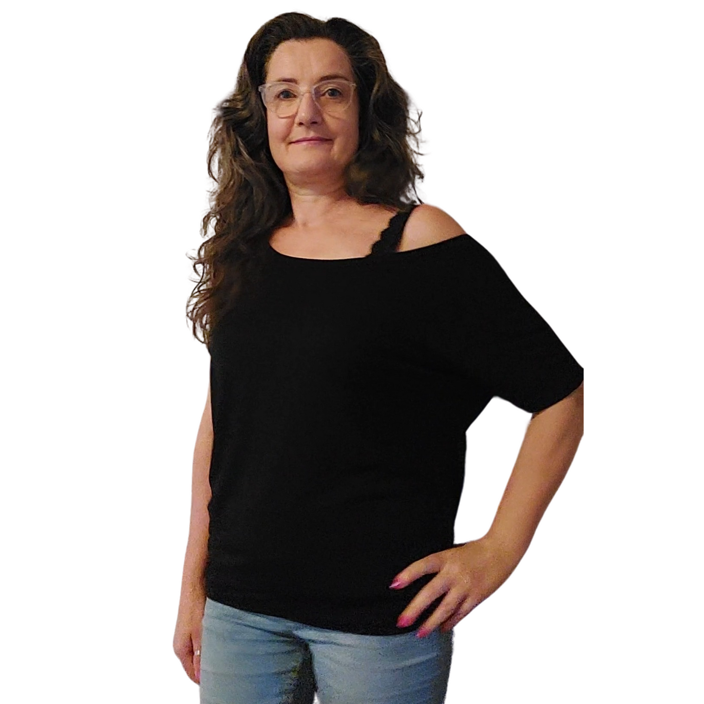 Medium - Viscose Blouse - Heart Hands - Glimmer: hot pink