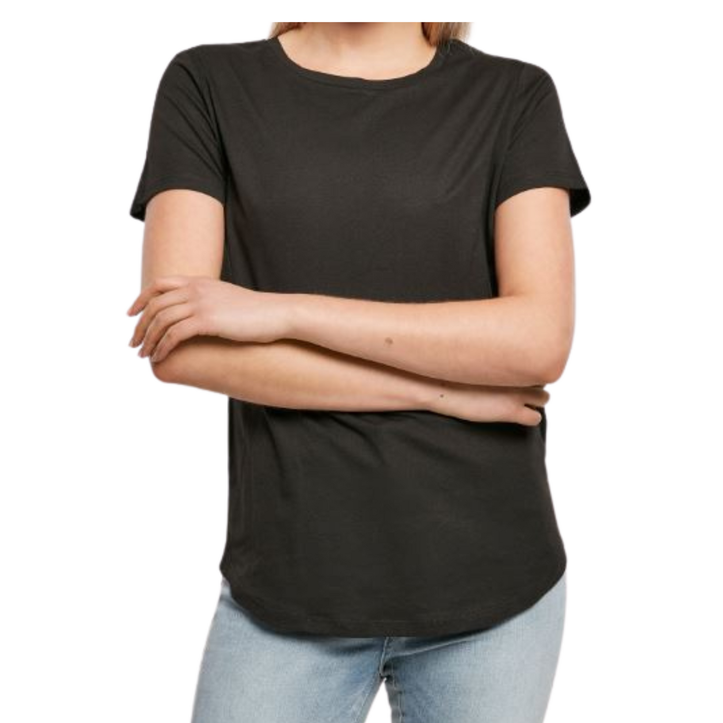 Small - Round Hem Tee - Heart Hands - Glitter: hot pink