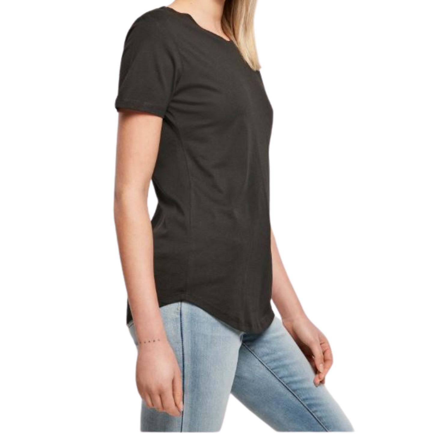 Small - Round Hem Tee - Heart Hands - Glitter: hot pink