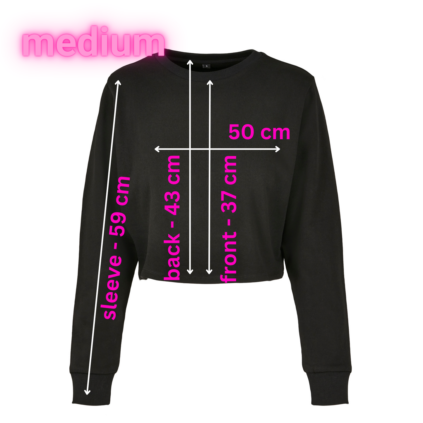 Medium - Cropped sweatshirt - #badass - Glimmer: hot pink