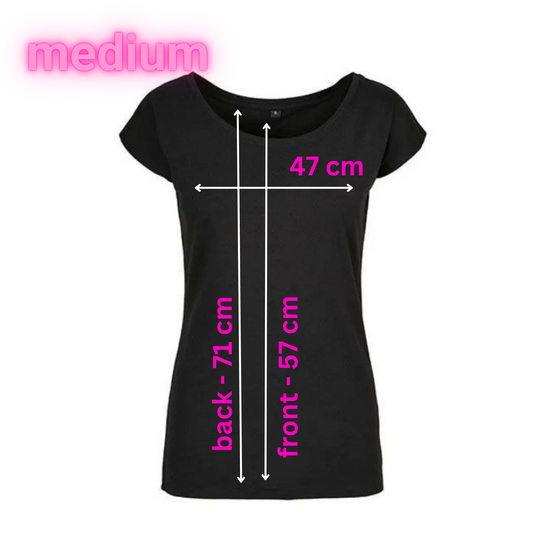 Medium - Wide Neck Tee - Heart Hands - Glimmer: guld