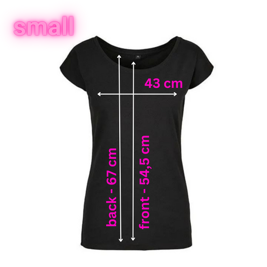 Small - Wide Neck Tee - Heart Hands - Glimmer: hot pink