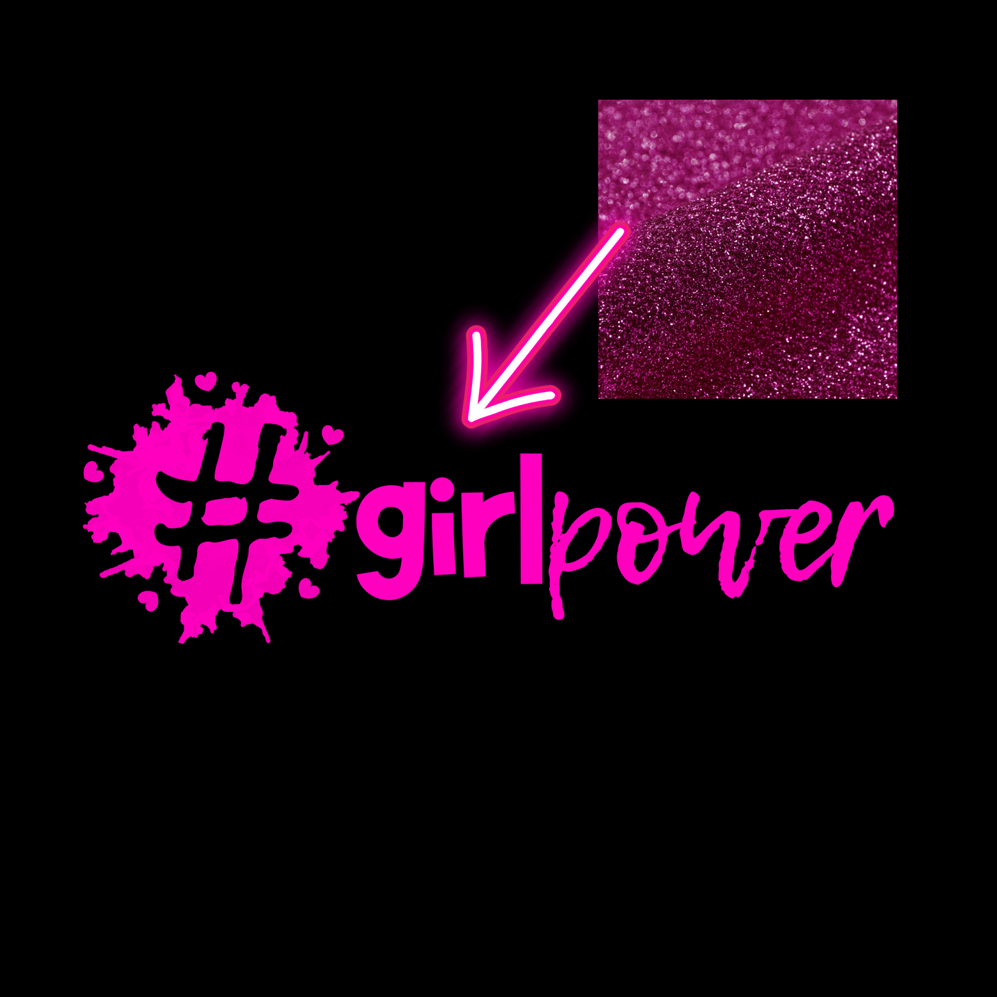 Small - Halter Neck Top - #girlpower - Glitter: hot pink