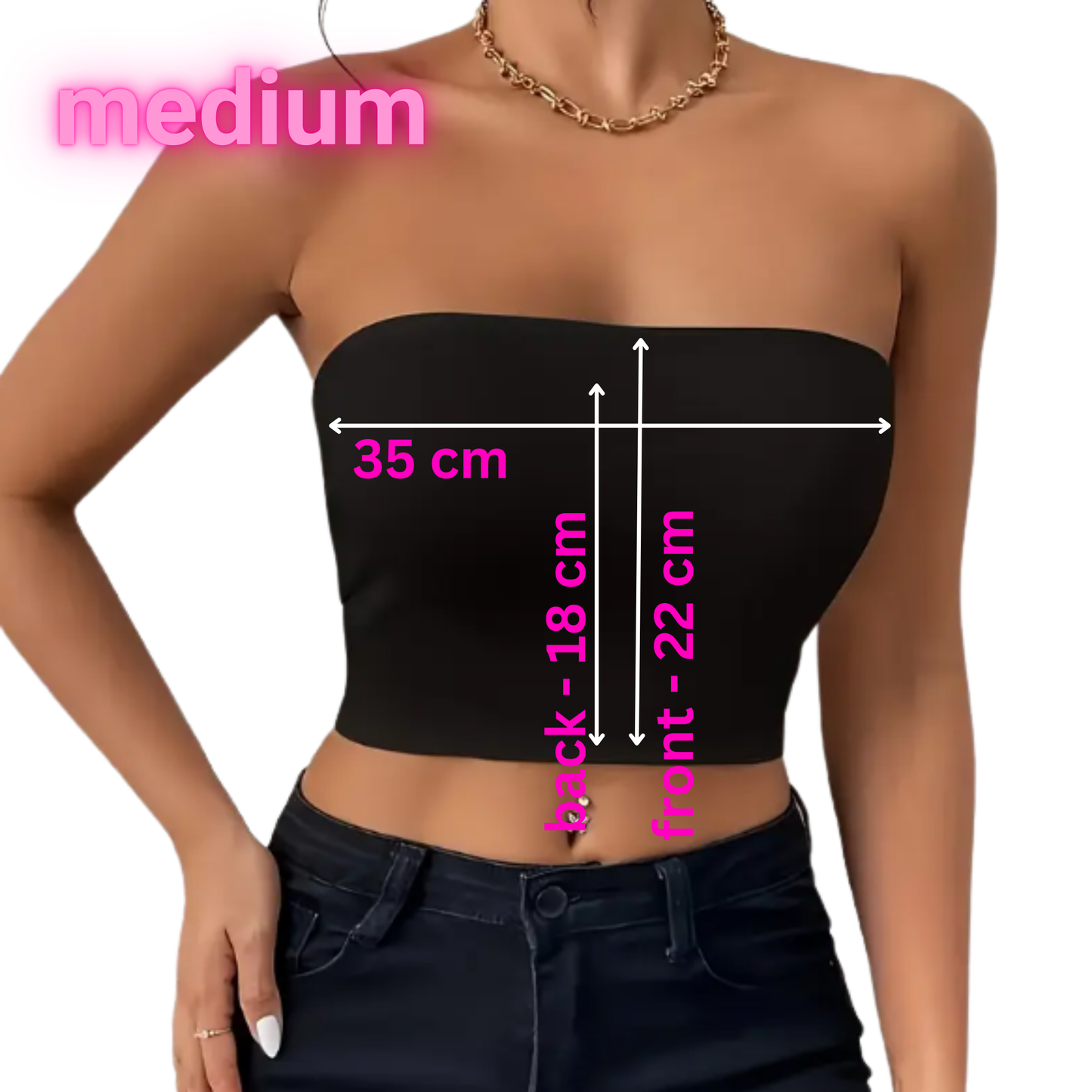 Medium - Bandeau BoobTube - Drippy Hearts - Glimmer: neon pink