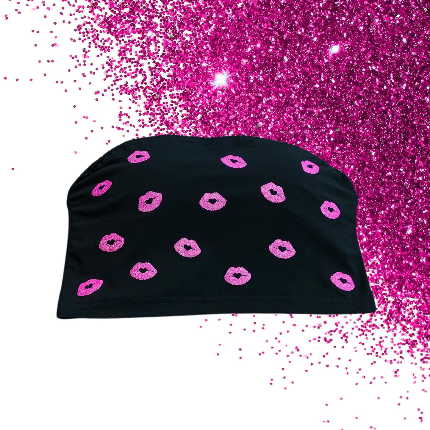 Medium - Bandeau BoobTube - Lips - Glimmer: neon pink