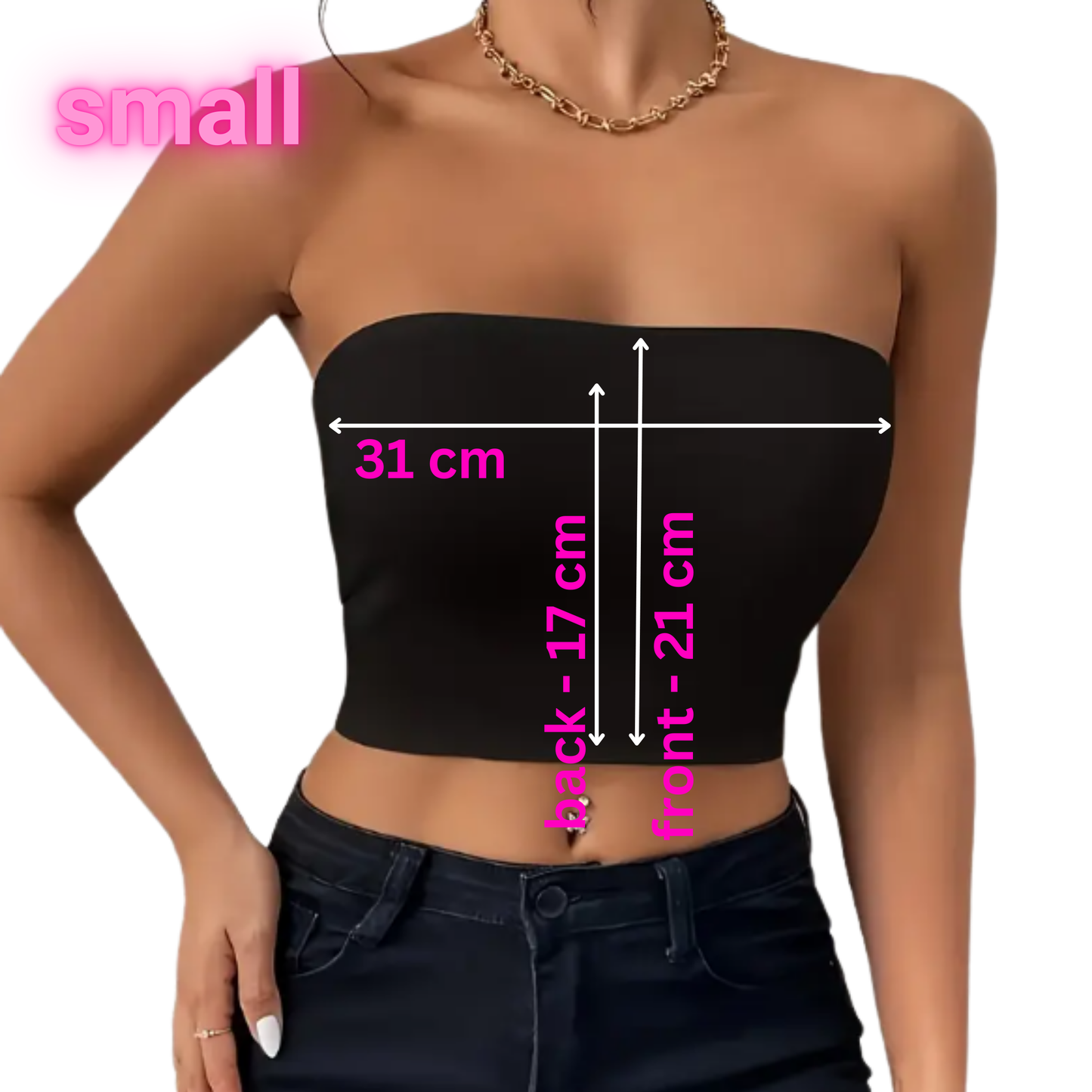 Small - Bandeau BoobTube - Lips - Glimmer: neon pink