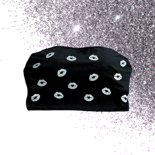 Small - Bandeau BoobTube - Lips - Glimmer: silver