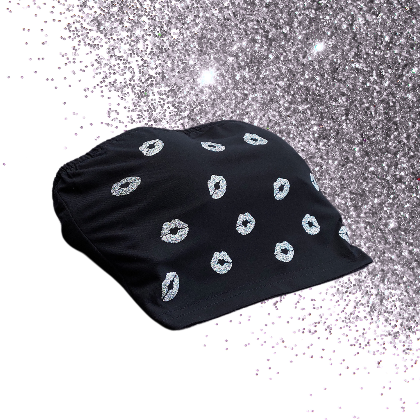 Small - Bandeau BoobTube - Lips - Glimmer: silver