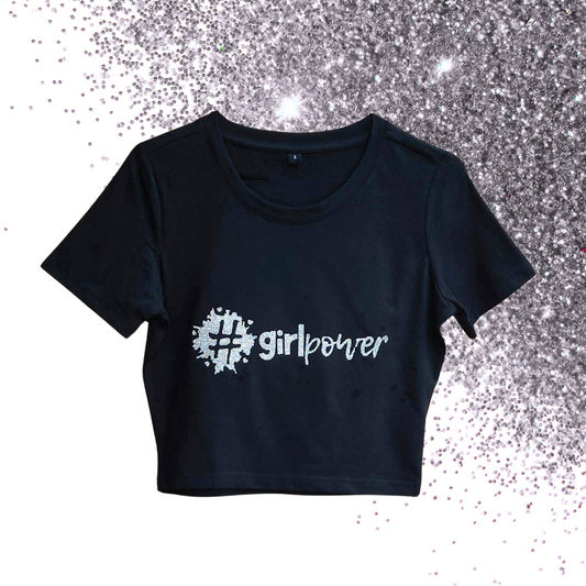 Small - Baby Tee - #girlpower - Glimmer: sølv