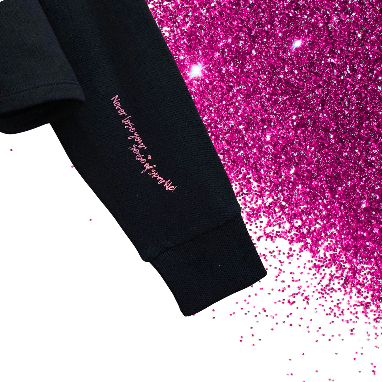 Medium - Cropped sweatshirt - #badass - Glimmer: hot pink