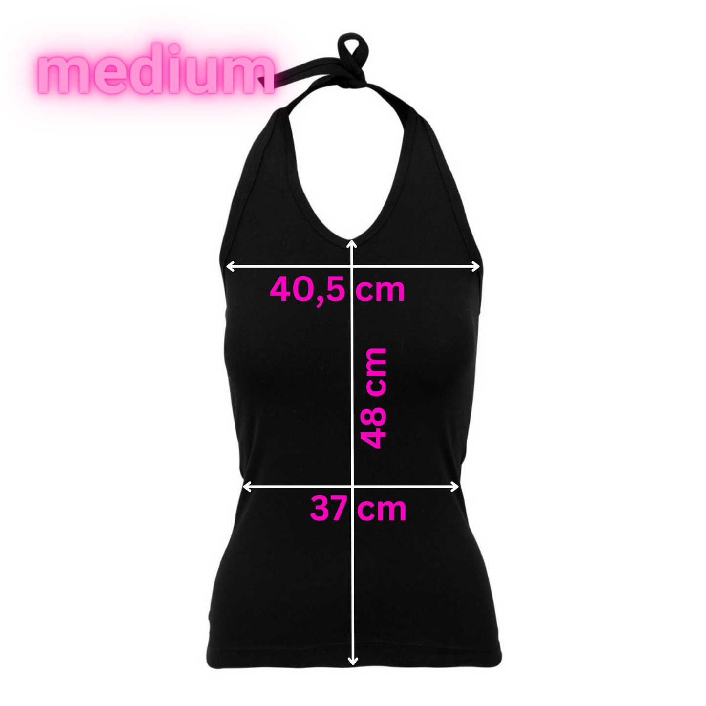 Medium - Halterneck Top - #badass - Glimmer: sølv