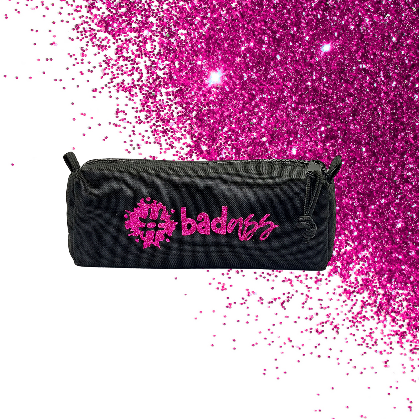Pencil case - #badass - Glitter: hot pink