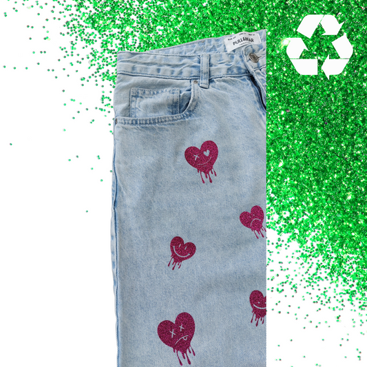 EUR 40 - Jeans - Drippy Hearts - Glimmer: hot pink