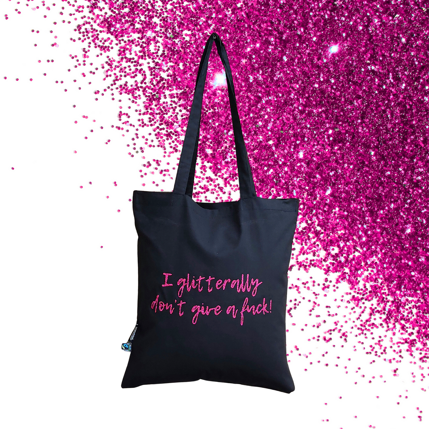 Shopping bag - I glitterally don't give a fuck! - Glimmer: Hot Pink