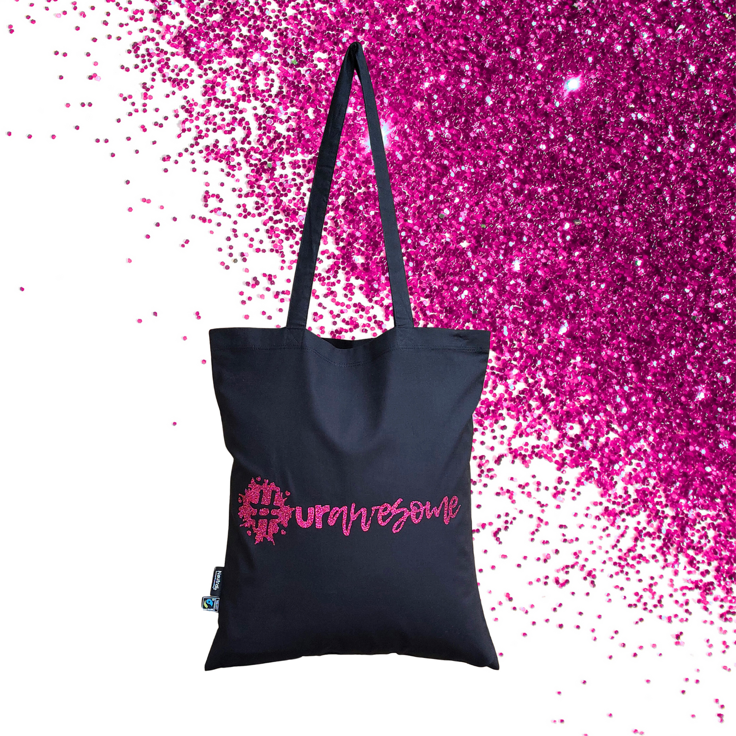 Shopping bag - #urawesome - Glitter: hot pink