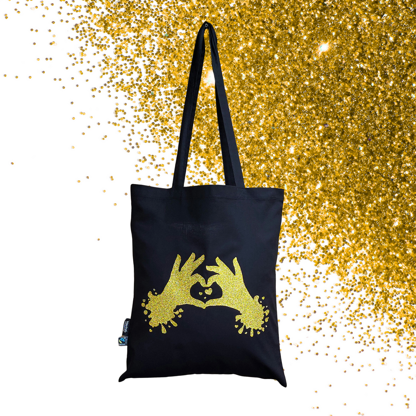 Shopping bag - Heart hands - Glimmer: guld