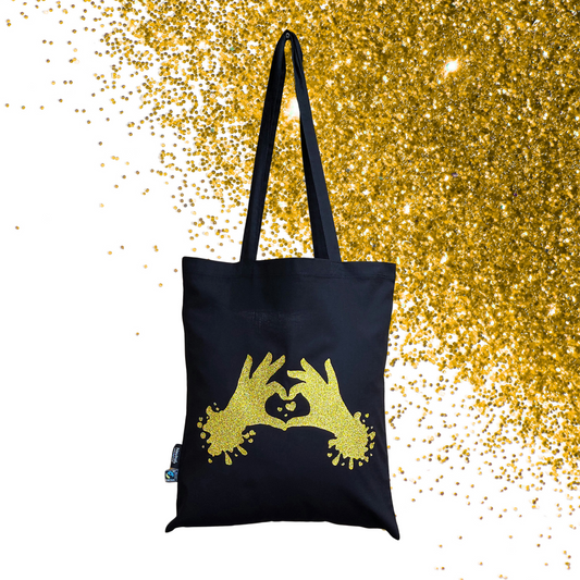 Shopping bag - Heart hands - Glimmer: guld