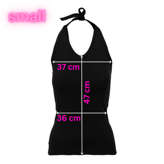 Small - Halterneck Top - Heart Hands - Glimmer: sølv