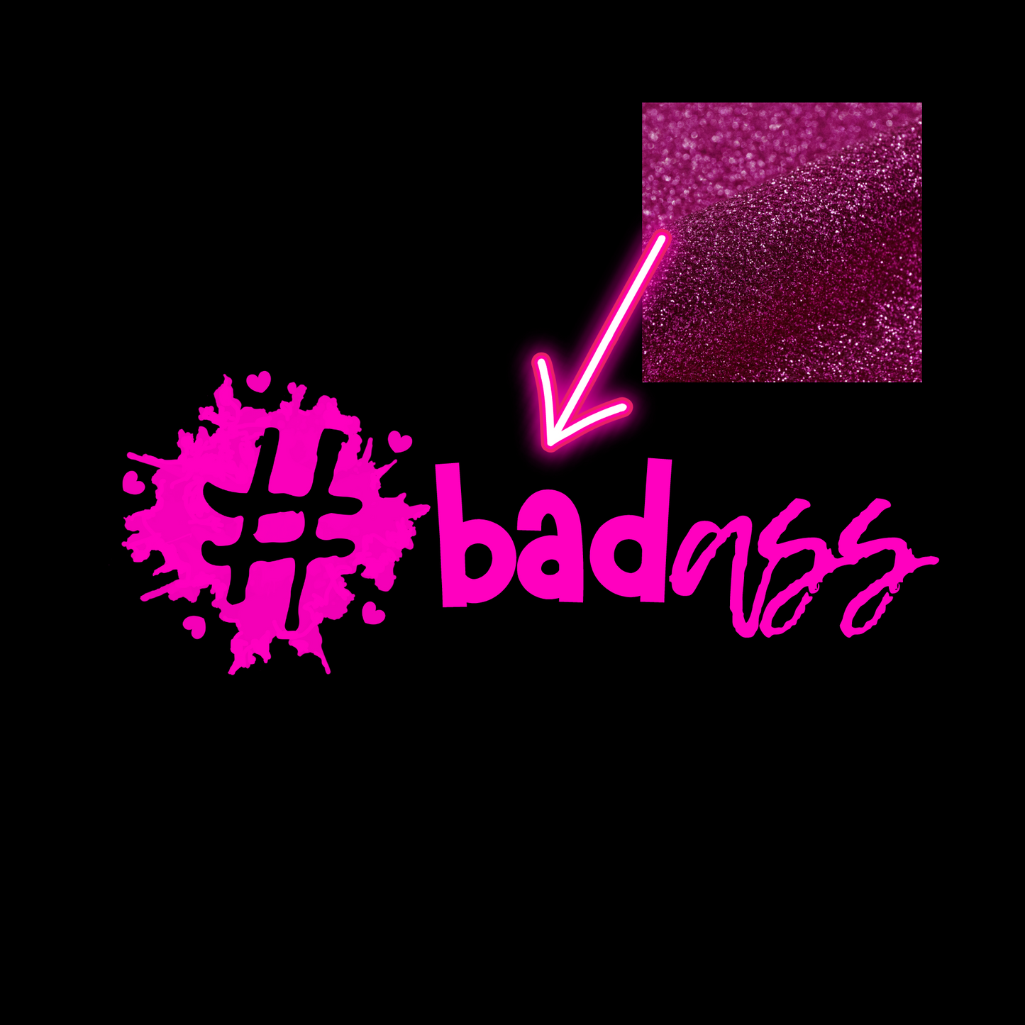 Medium - Cropped sweatshirt - #badass - Glimmer: hot pink