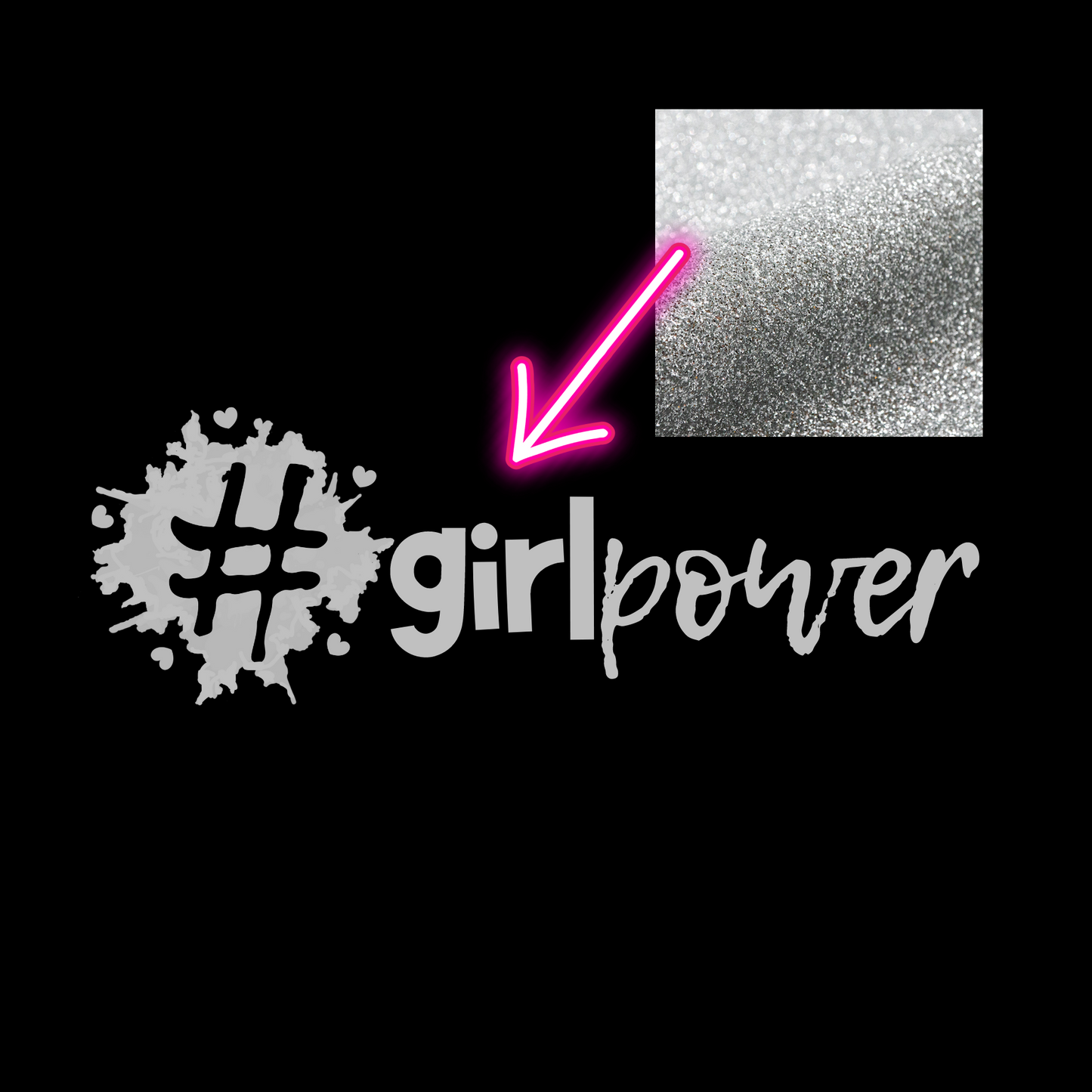 Small - Baby Tee - #girlpower - Glimmer: sølv