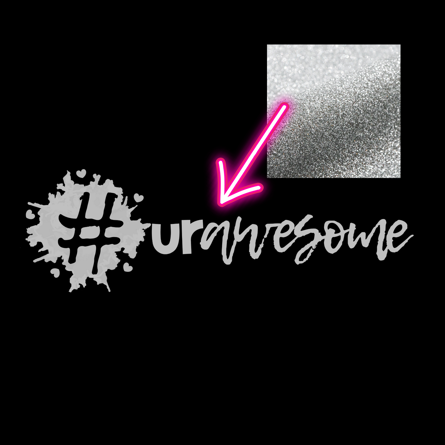 Large - Baby Tee - #urawesome - Glitter: silver