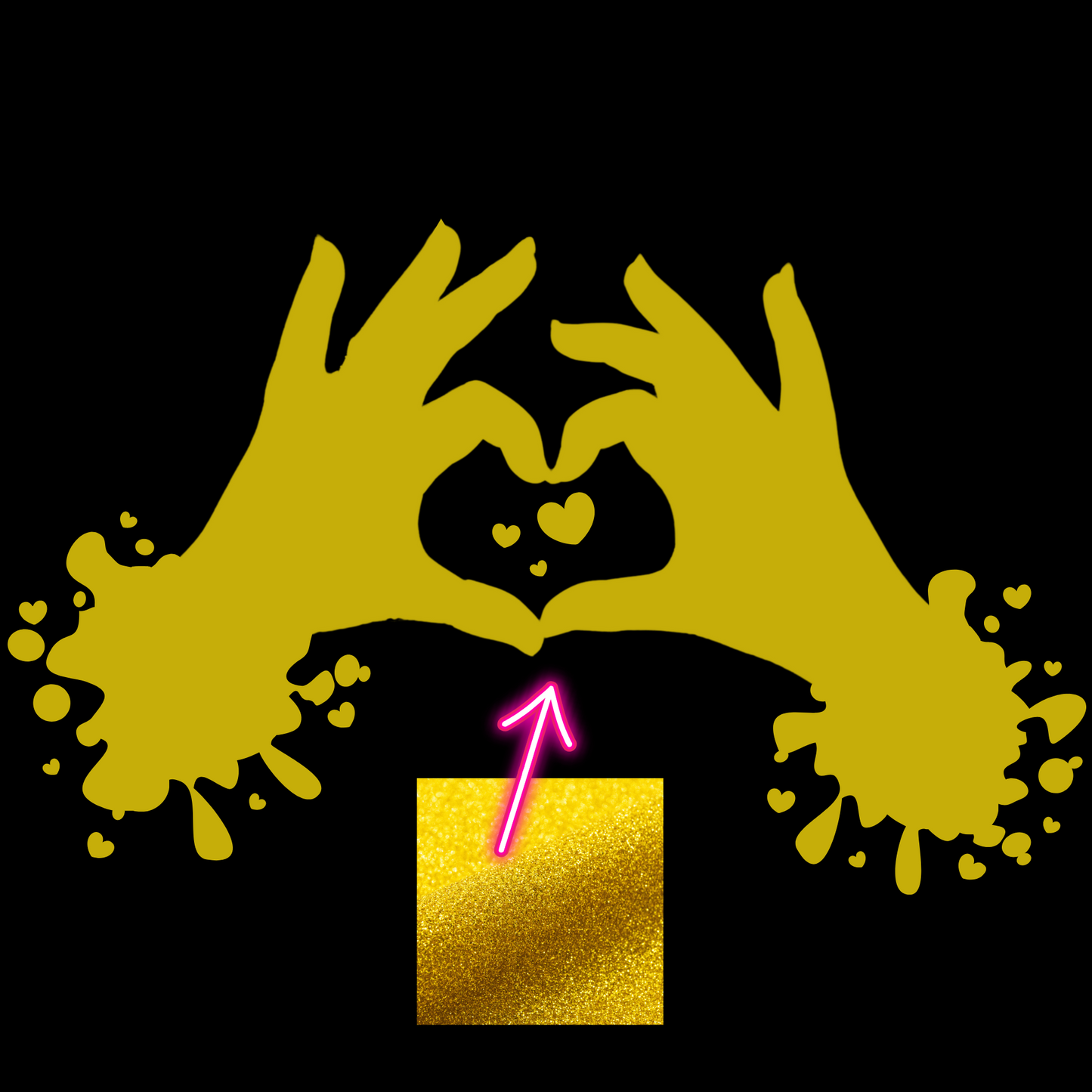 Large - Baby Tee - Heart hands - Glitter: gold