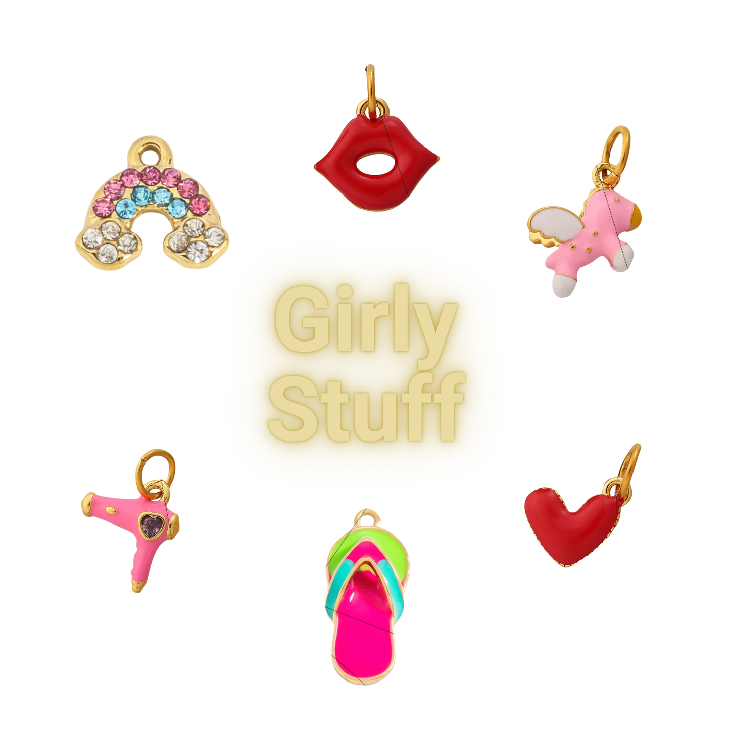 Charms sæt - 6 stk. Girly Stuff - Guld