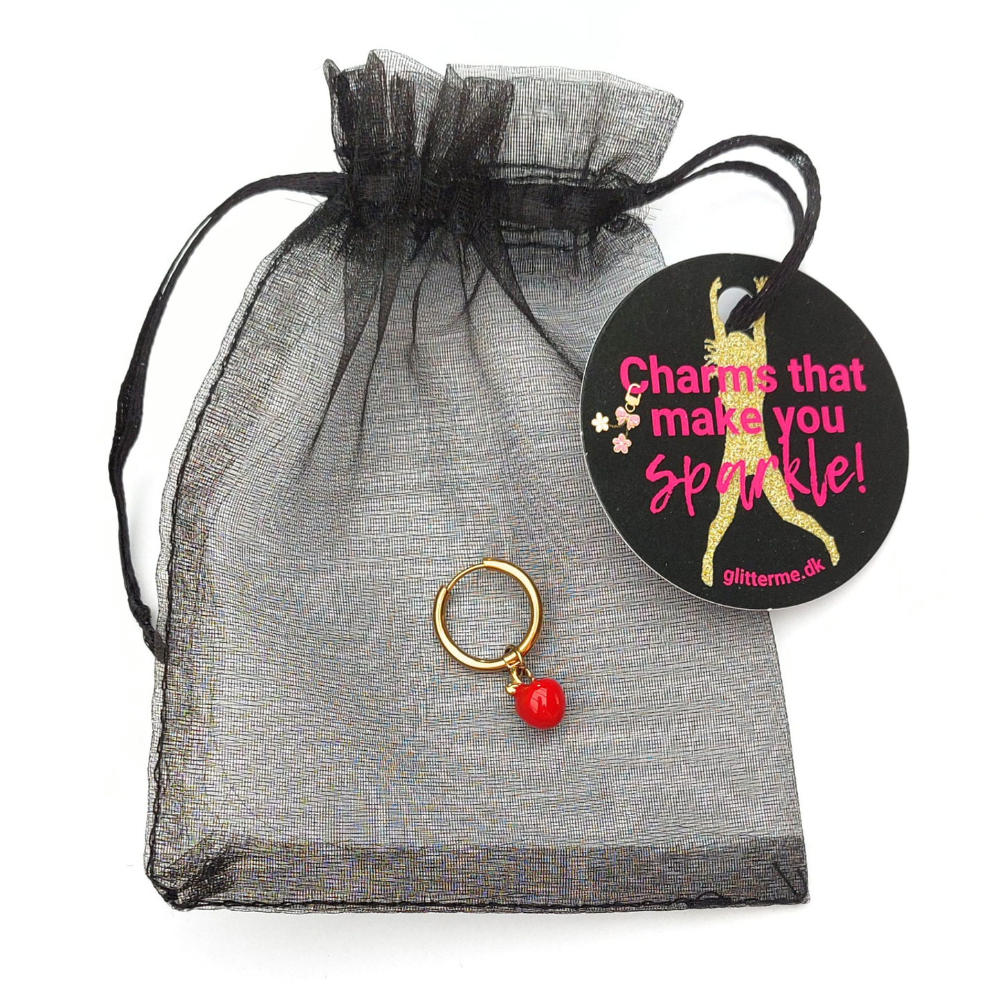Charms - 1 pcs. Red apple - Gold