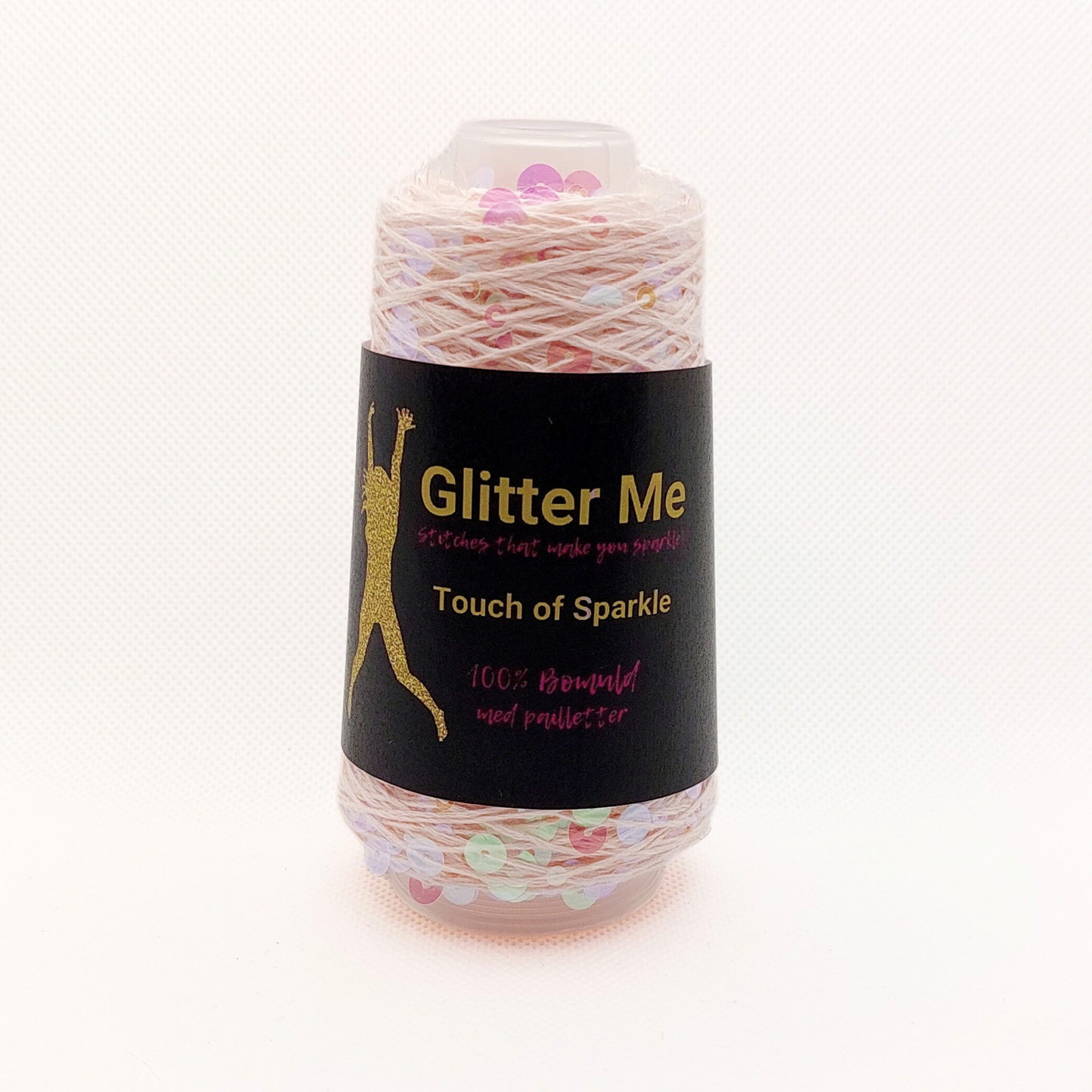 Garn - 50g - Touch of Sparkle - Lyserød m. irridescent, transparente pailletter