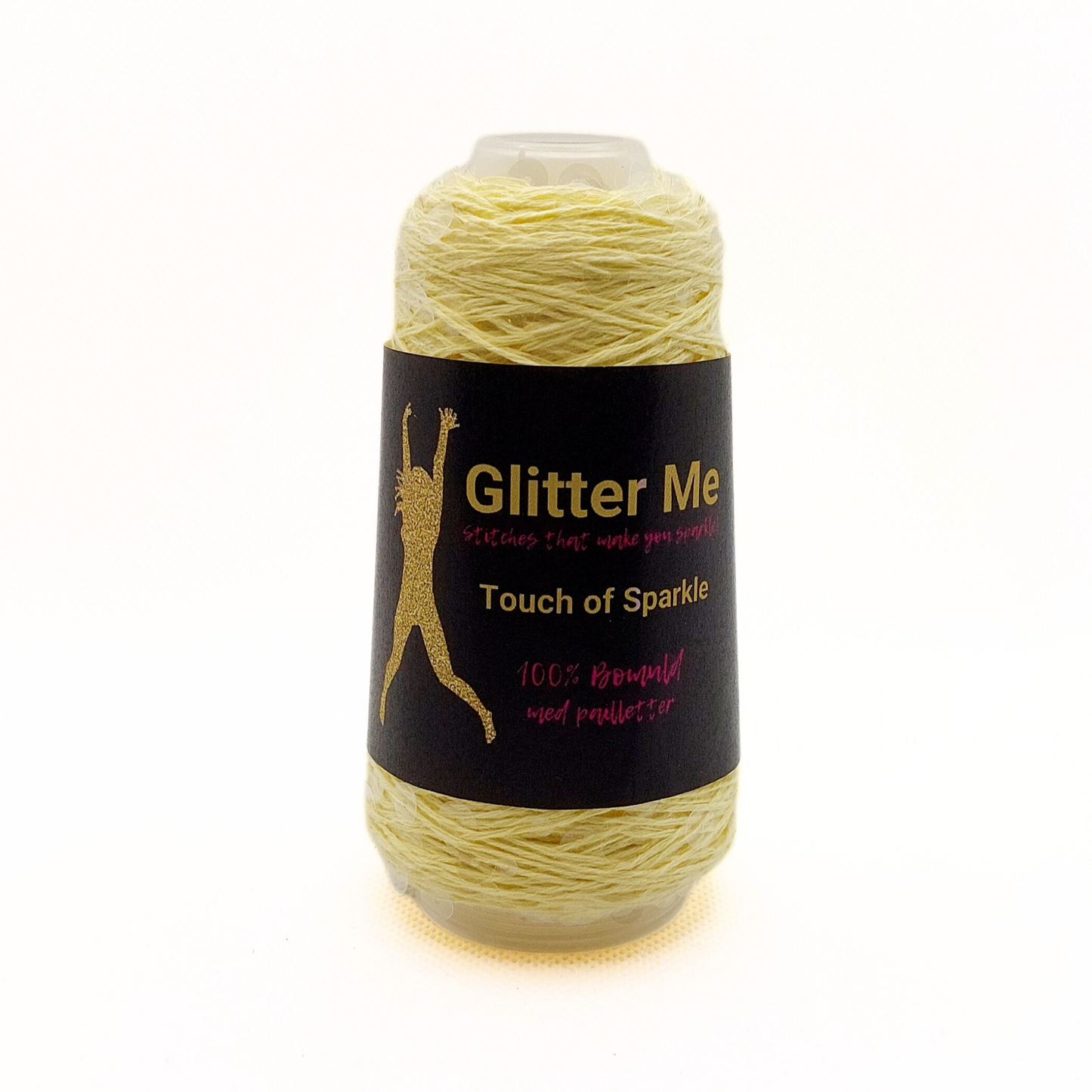 Garn - 50g - Touch of Sparkle - Gul med transparente pailletter