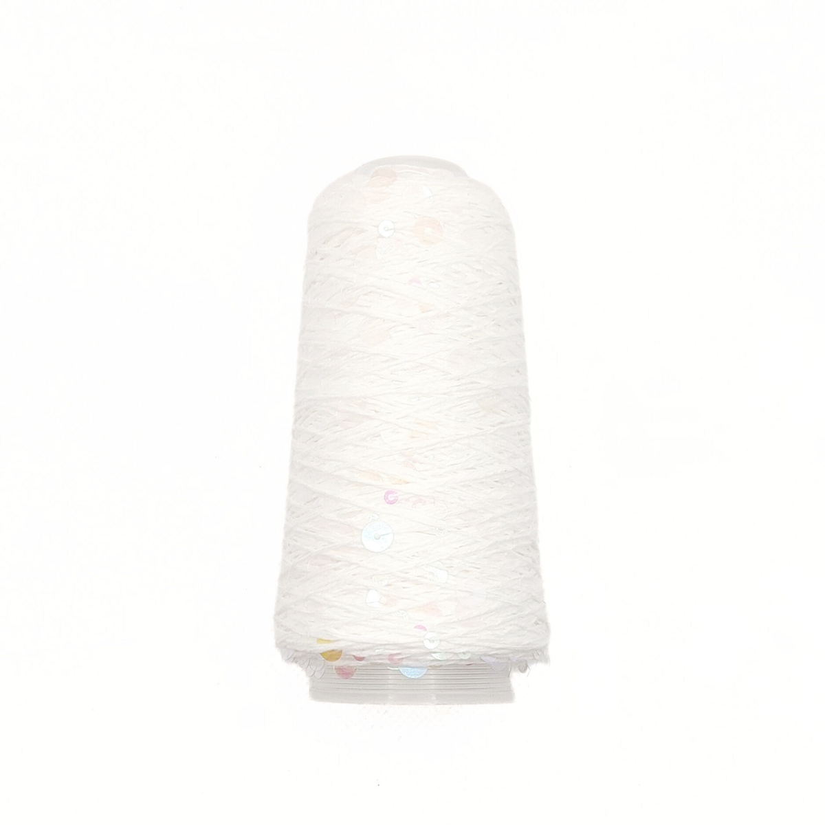 Garn - 50g - Touch of Sparkle - Hvid med irridescent, transparente pailletter