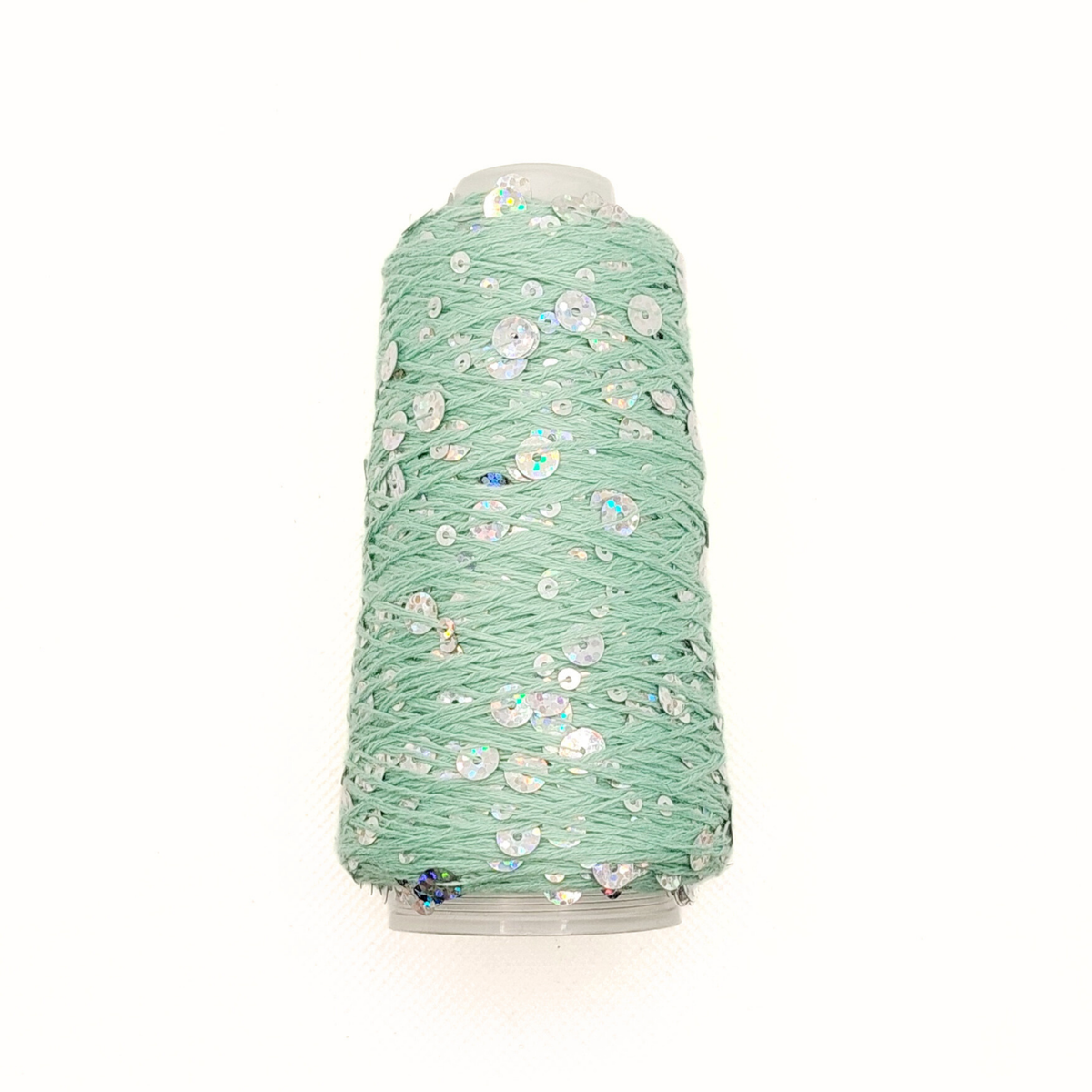 Garn - 50g - Touch of Sparkle - Grøn med sølv holografiske pailletter
