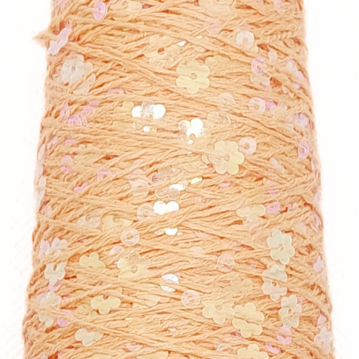 Garn - 50g - Touch of Sparkle - Orange med irridescent, transparente blomster pailletter